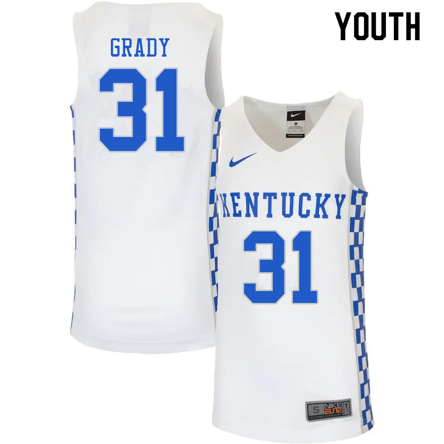 Youth #31 Kellan Grady Kentucky Wildcats College Basketball Jerseys Sale-White - Click Image to Close